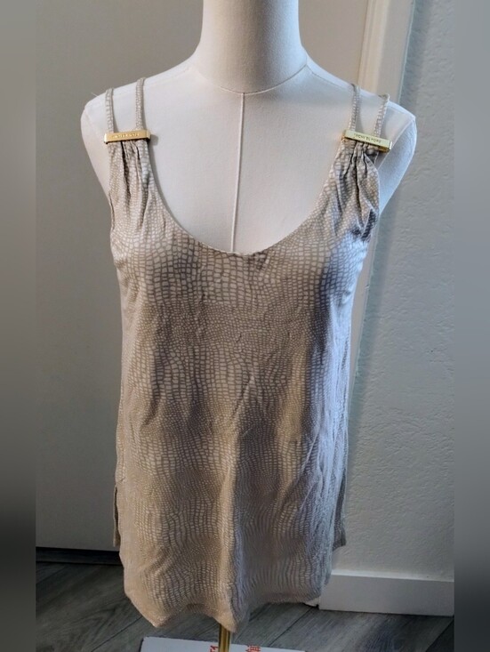Michael Kors Tops - Michael Kors Neutral Snake-Print Tank with Gold Bar Straps